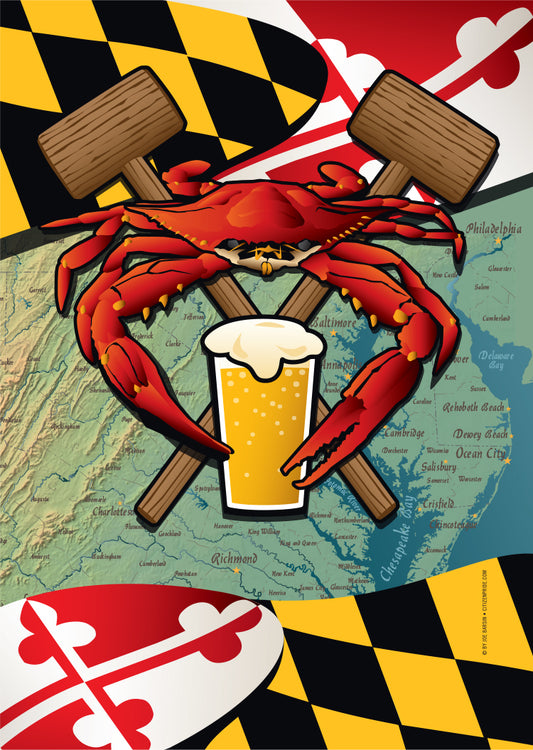 Maryland Red Crab Feast / Garden Flag - Route One Apparel