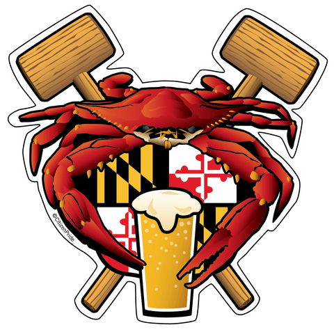 Red Crab Feast & Maryland Crest / Sticker - Route One Apparel