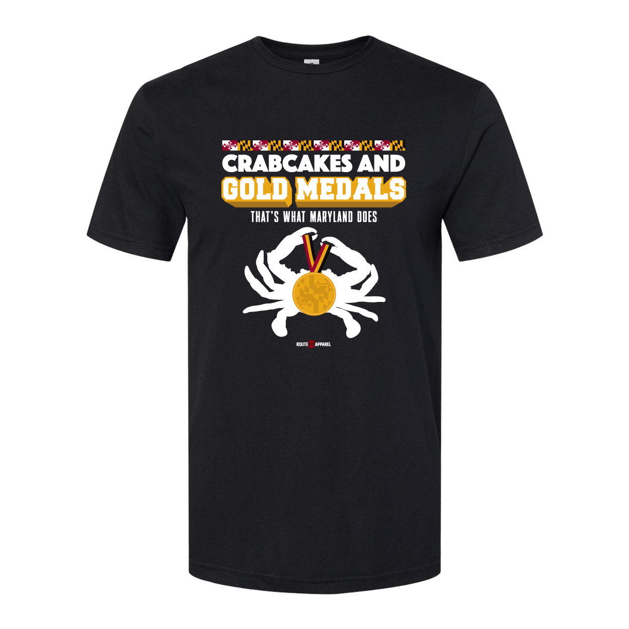 *PRE-ORDER* Crabcakes & Gold Medals (Black) / Shirt (Estimated Ship Date August 6) - Route One Apparel