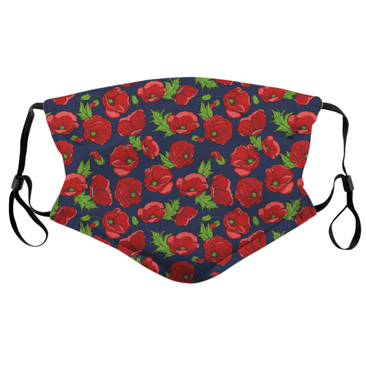 California Poppies (Navy) / Face Mask - Route One Apparel
