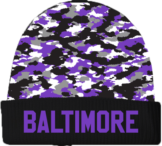 Baltimore Purple Camo / Beanie - Route One Apparel