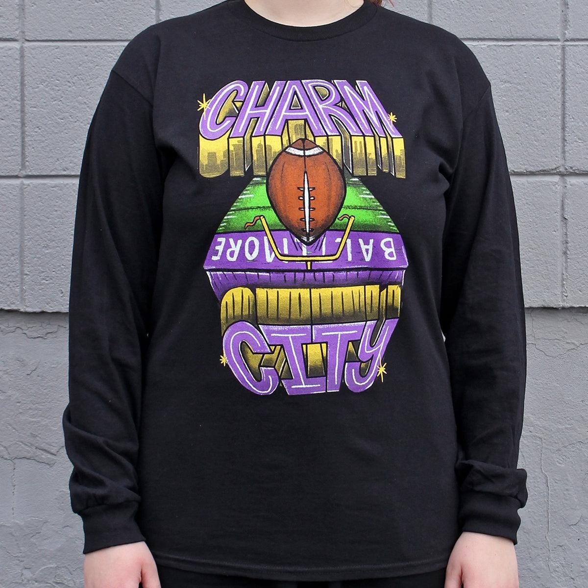 Route One Apparel Charm City End Zone (Black) / Long Sleeve Shirt