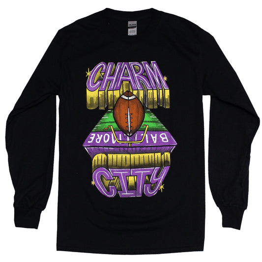 Charm City End Zone (Black) / Long Sleeve Shirt - Route One Apparel
