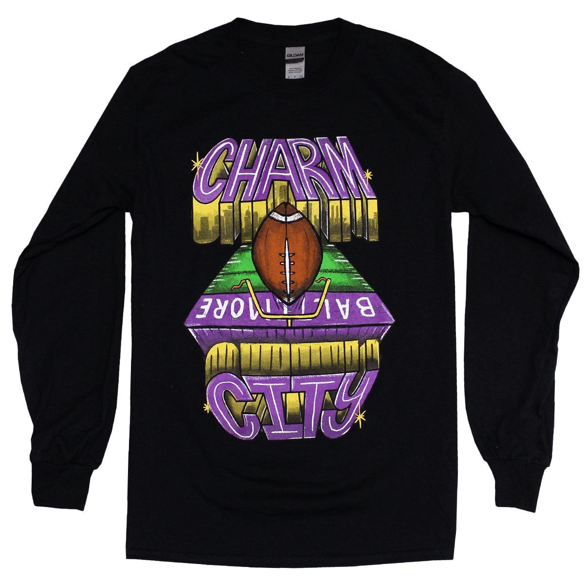 Route One Apparel Charm City End Zone (Black) / Long Sleeve Shirt Black