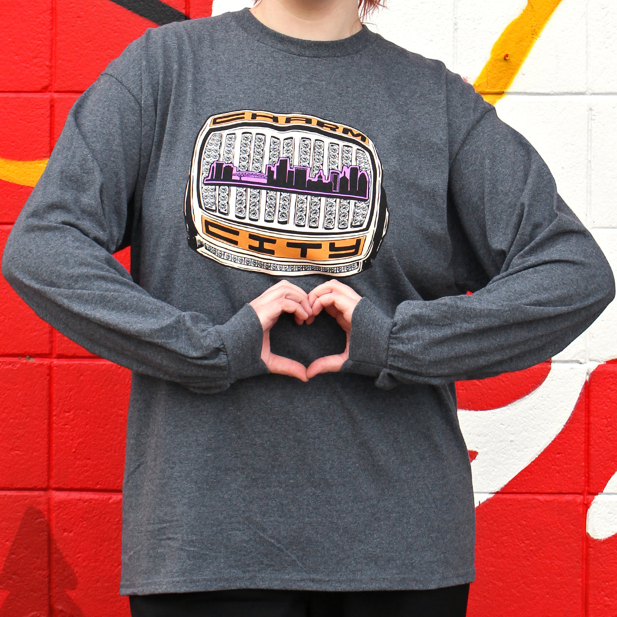 Charm City Super Bowl Ring (Dark Heather) / Long Sleeve Shirt - Route One Apparel