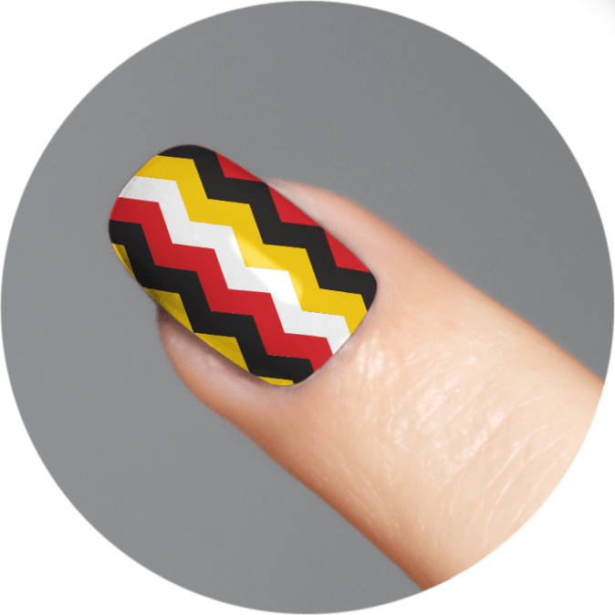 Chevron (Red, White, Yellow & Black) / Nail Tattoo (18 Set) - Route One Apparel