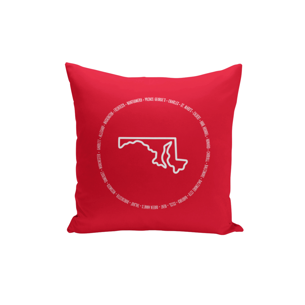 Maryland Counties & State Outline Double Sided / Throw Pillow - Route One Apparel