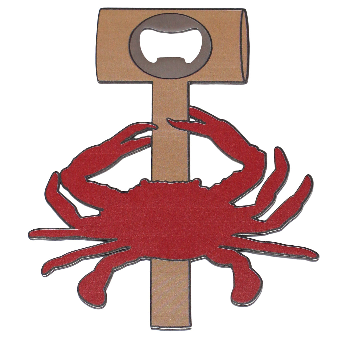 Crab and Mallet (Red) / Bottle Opener - Route One Apparel