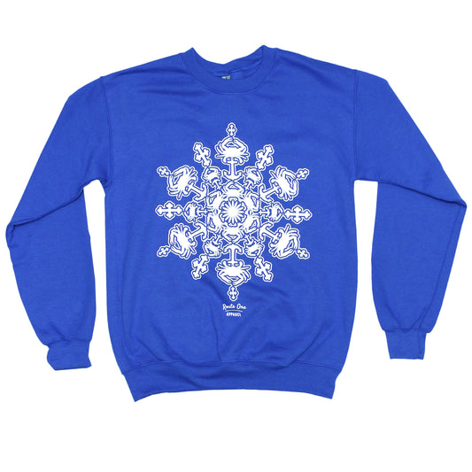 Crab Snowflake (Royal Blue) / Crew Sweatshirt - Route One Apparel