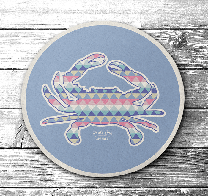 Triangle Crab Crab (Pastel Lavender) / Cork Coaster - Route One Apparel