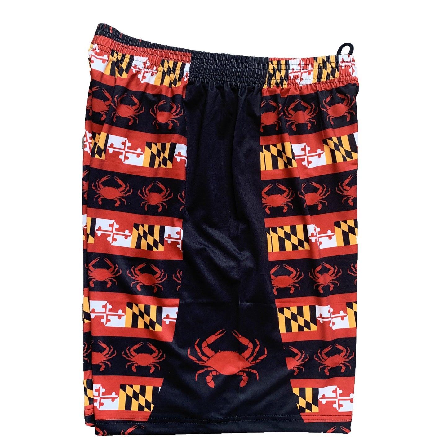 Maryland Flag and Crab Stripe (Black) / Running Shorts (Men) - Route One Apparel