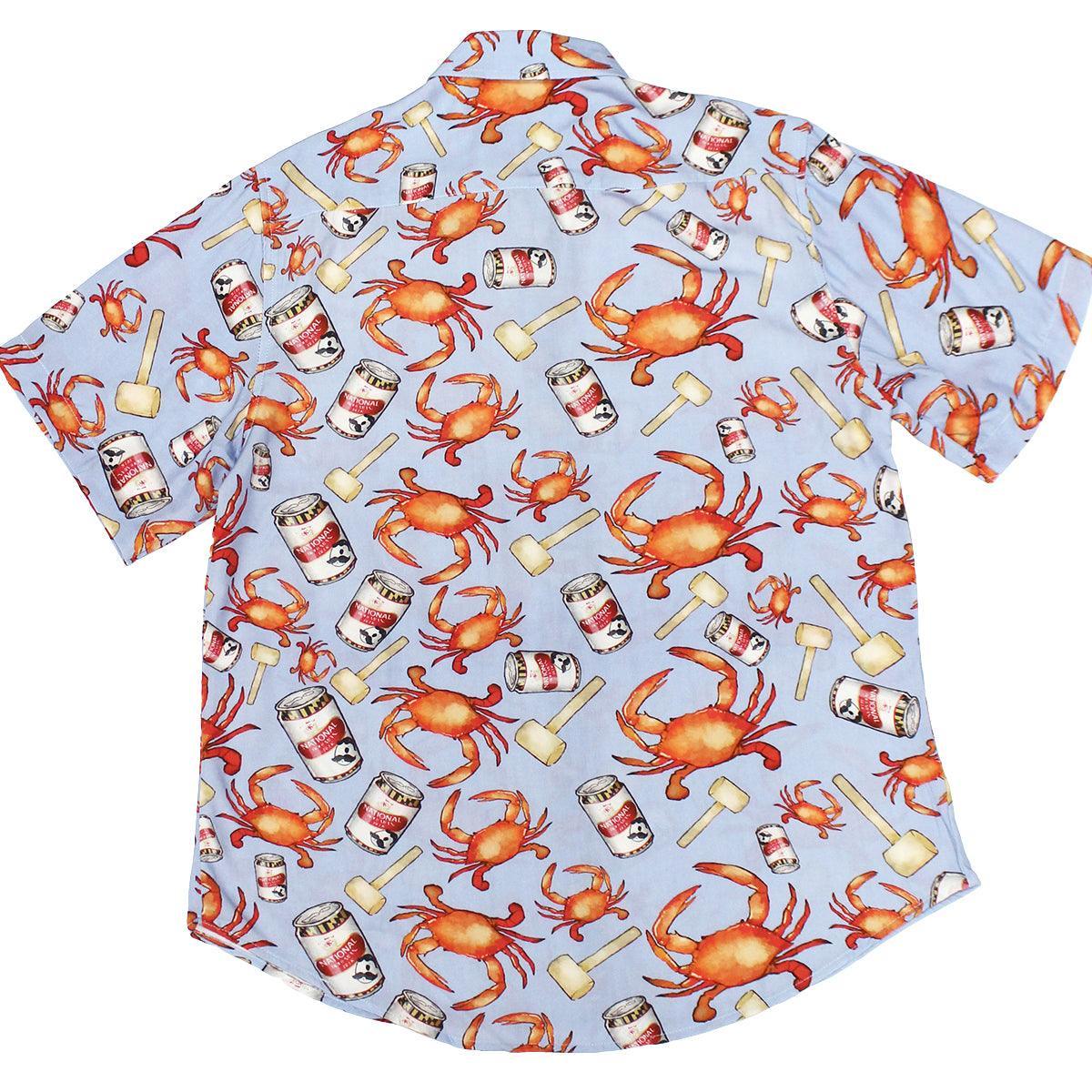 Crab, Mallet & Natty Boh (Light Blue) / Hawaiian Shirt - Route One Apparel