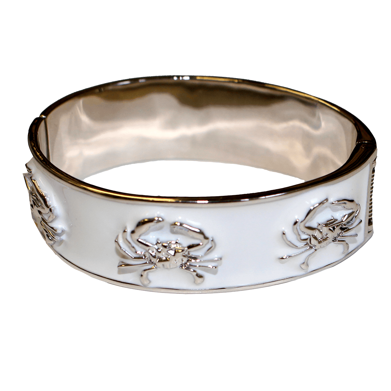 Crab Bracelet (White/Silver) / Enamel Bangle Bracelet - Route One Apparel