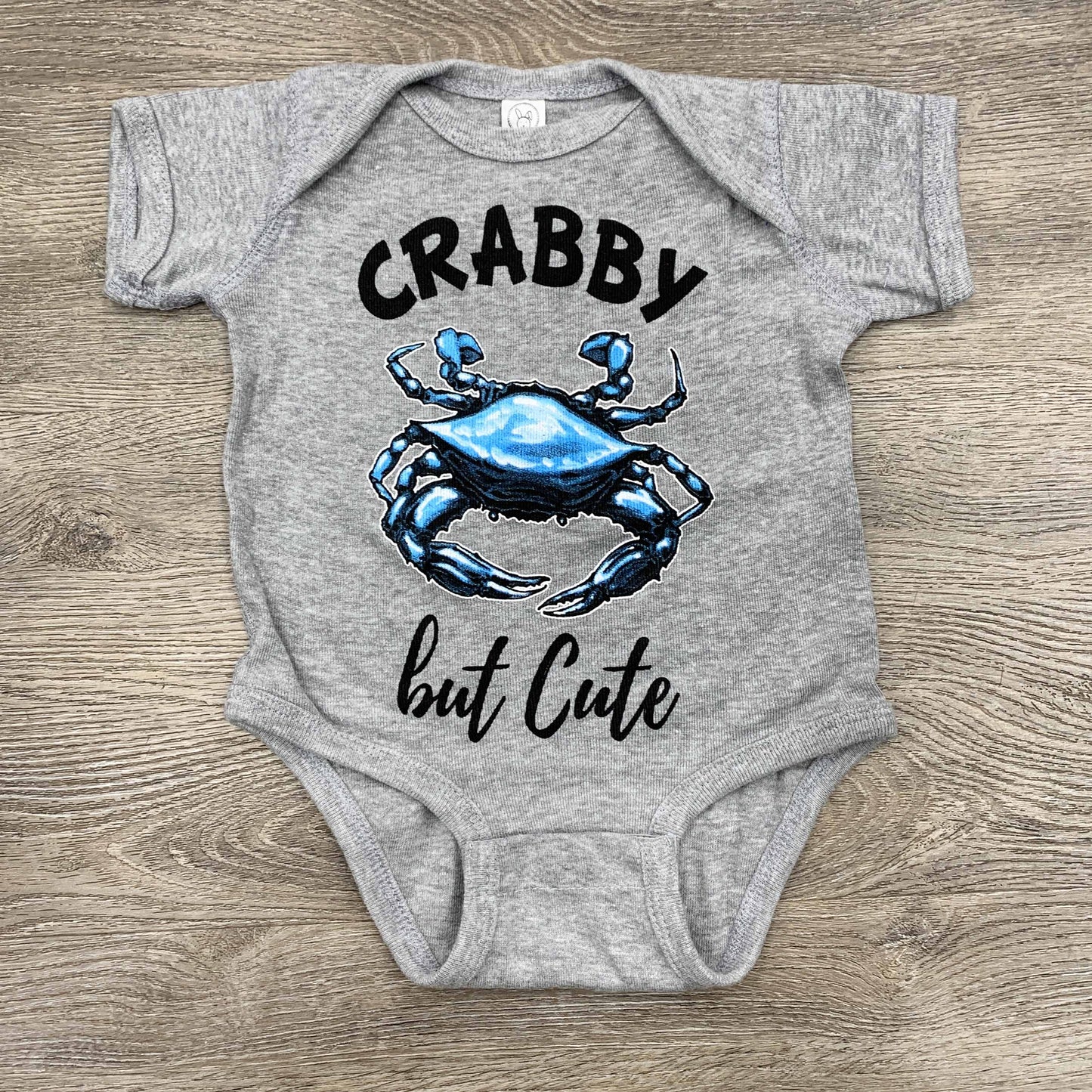 Crabby But Cute (Heather) / Baby Onesie - Route One Apparel