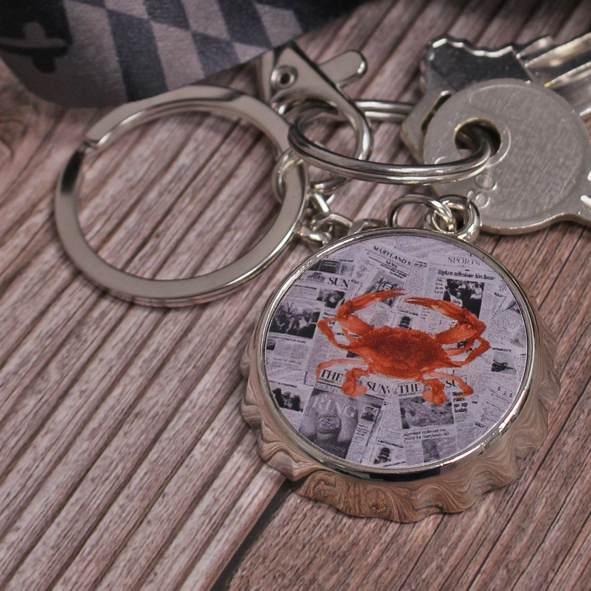 Newspaper Crab /  Bottle Cap Opener Key Chain - Route One Apparel