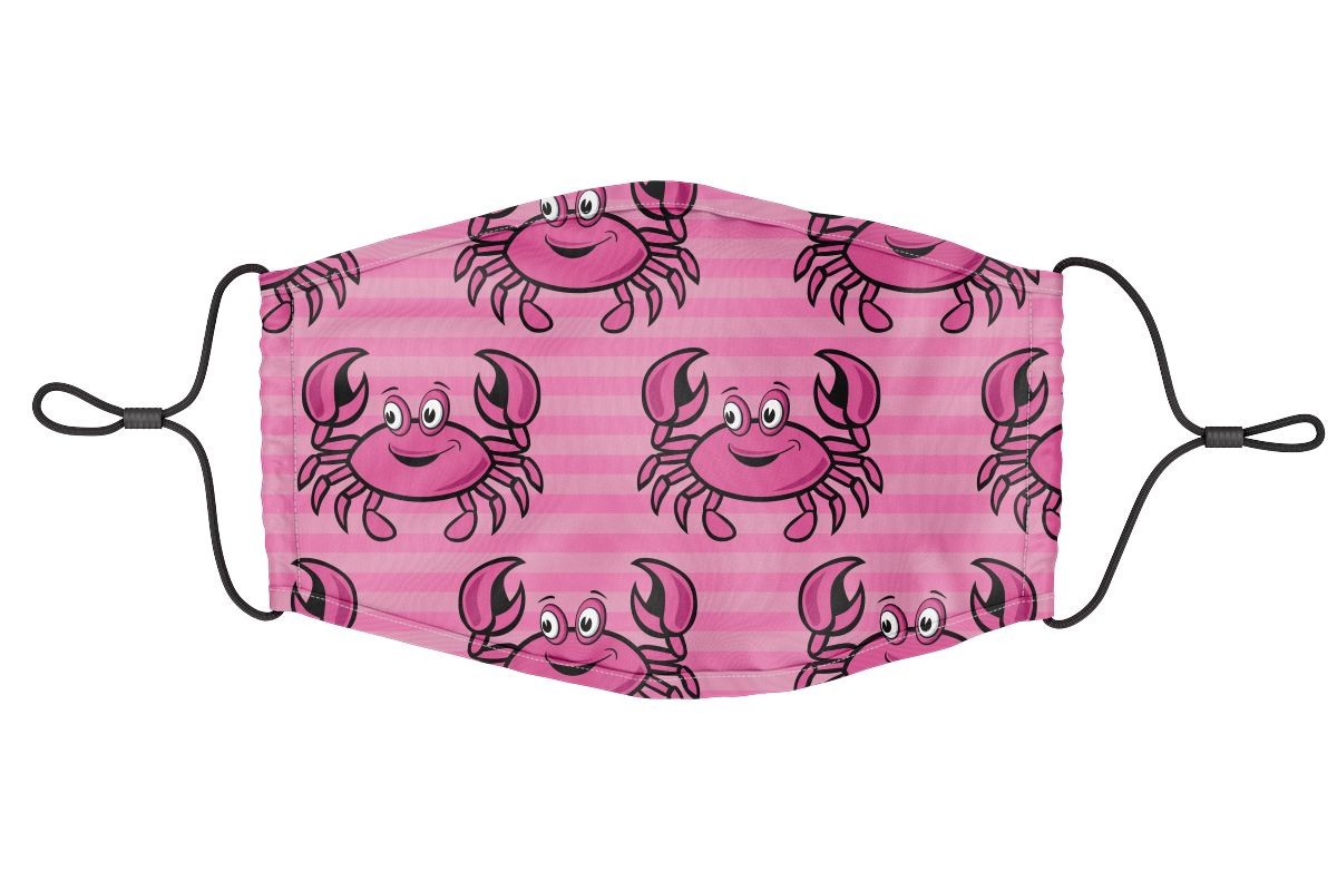 Cartoon Crab Pattern (Pink) / Youth Face Mask - Route One Apparel