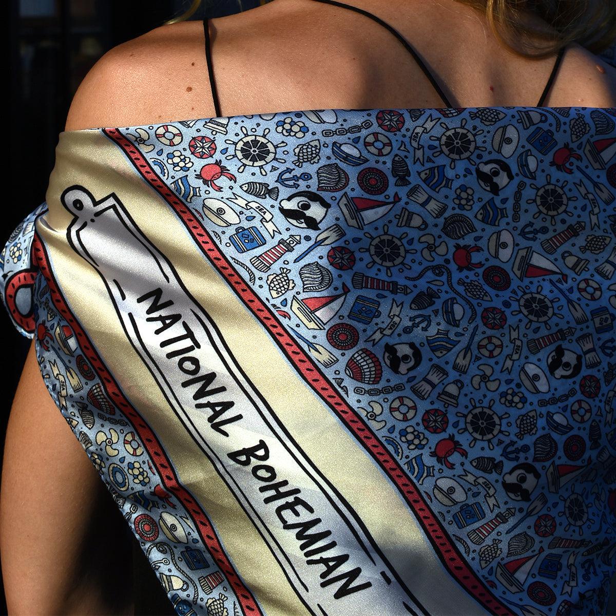National Bohemian Nautical Boats & Bohs / Satin Scarf - Route One Apparel