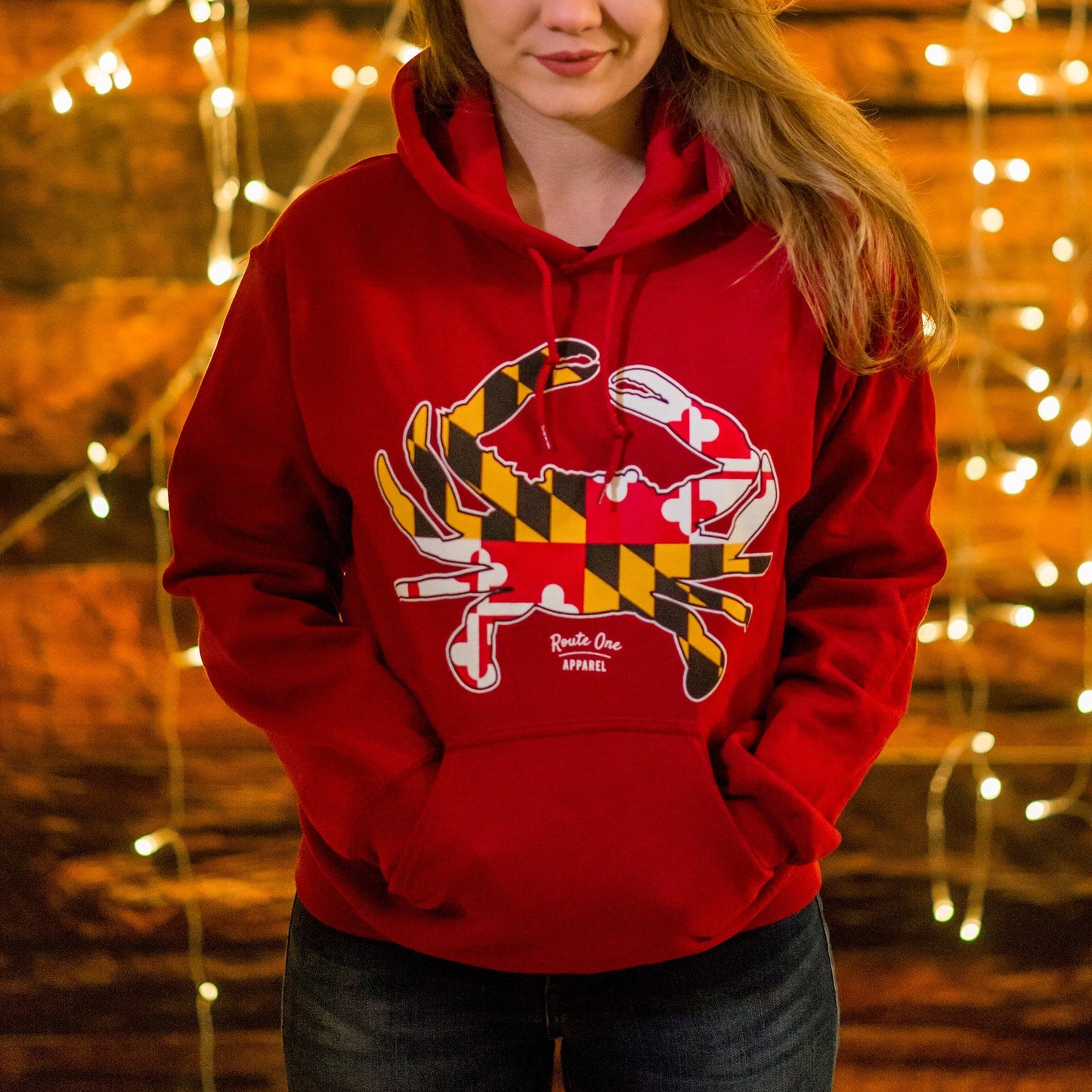 Maryland Full Flag Crab (Cardinal) / Hoodie - Route One Apparel