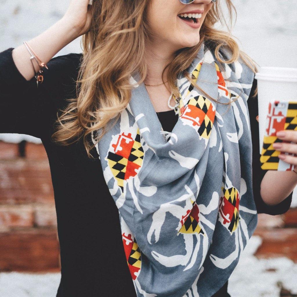 Maryland Crab Pattern (Grey) / Scarf - Route One Apparel