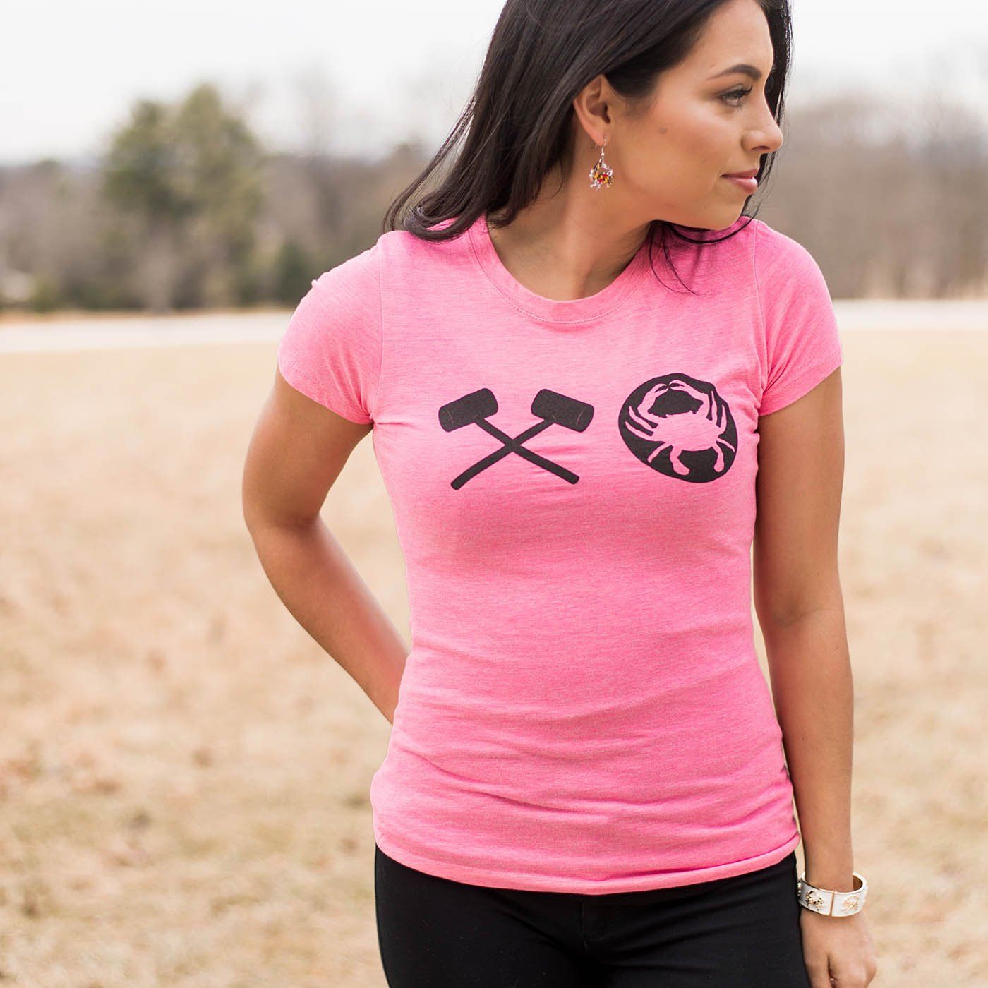 Crabby XO (Pink) / Ladies Shirt - Route One Apparel