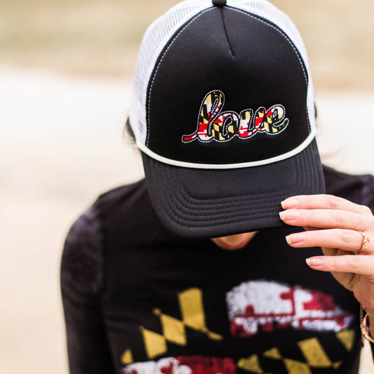 Maryland Love (Black) / Trucker Hat - Route One Apparel