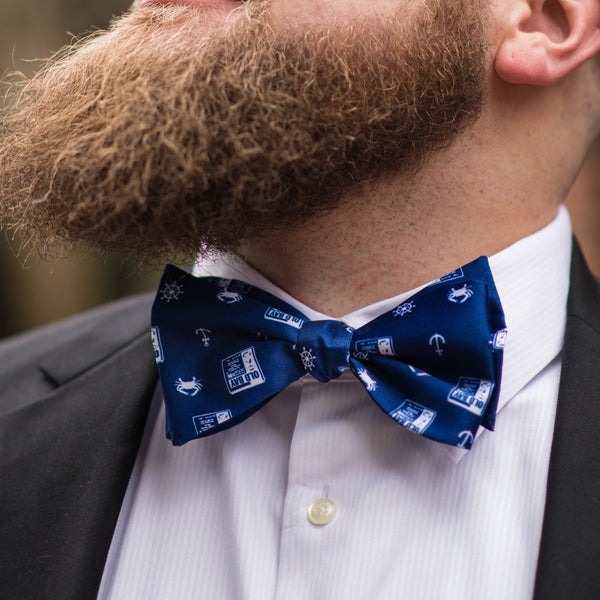 Nautical Crab, Anchor & Old Bay (Navy) / Self-Tie Bow Tie - Route One Apparel
