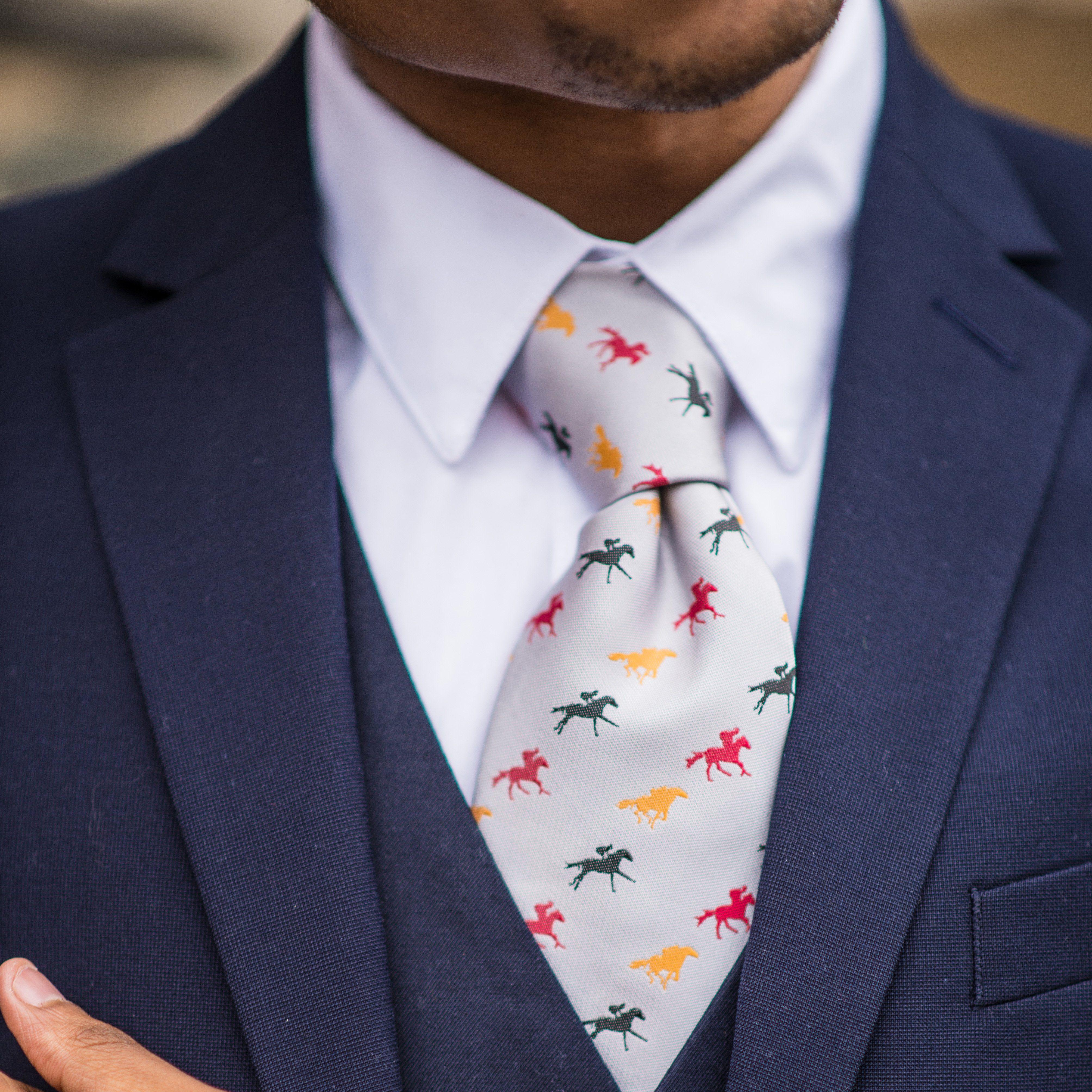 Embroidered Maryland Horse Racing (Silver) / Tie - Route One Apparel