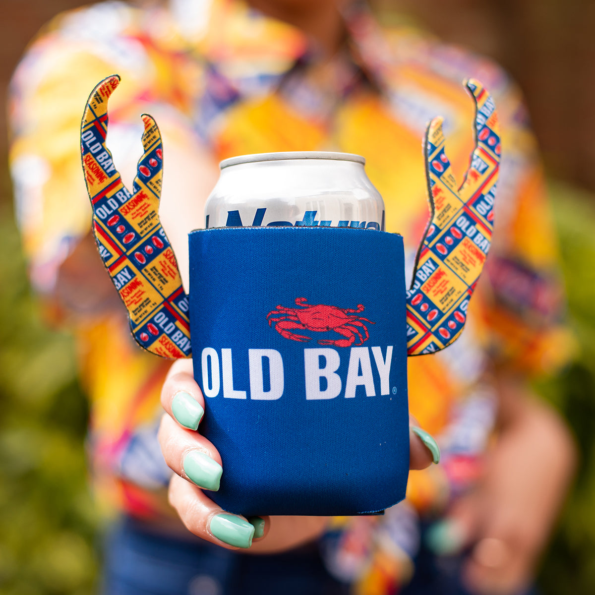 OLD BAY Can Pattern (Blue) / Crab Claw Can Cooler - Route One Apparel