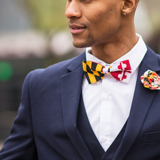 Calvert & Crosslands Sides Maryland Flag / Pre-Tied Bowtie - Route One Apparel