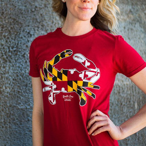 Maryland Full Flag Crab (Red) / Shirt - Route One Apparel
