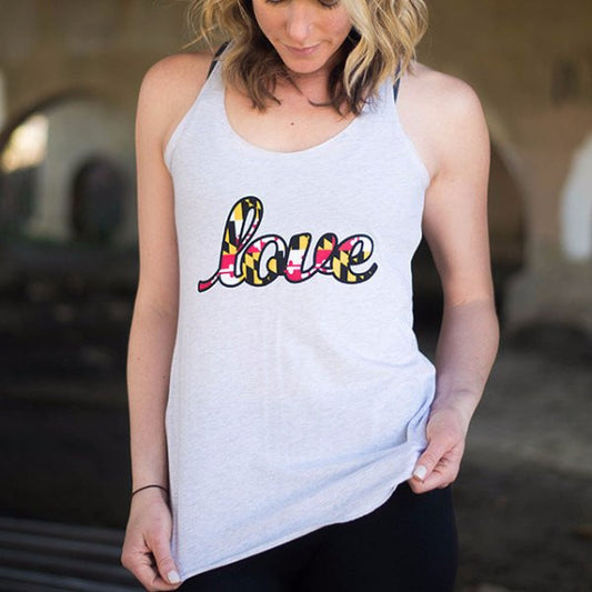Maryland Love (Heather White) / Ladies Tank - Route One Apparel