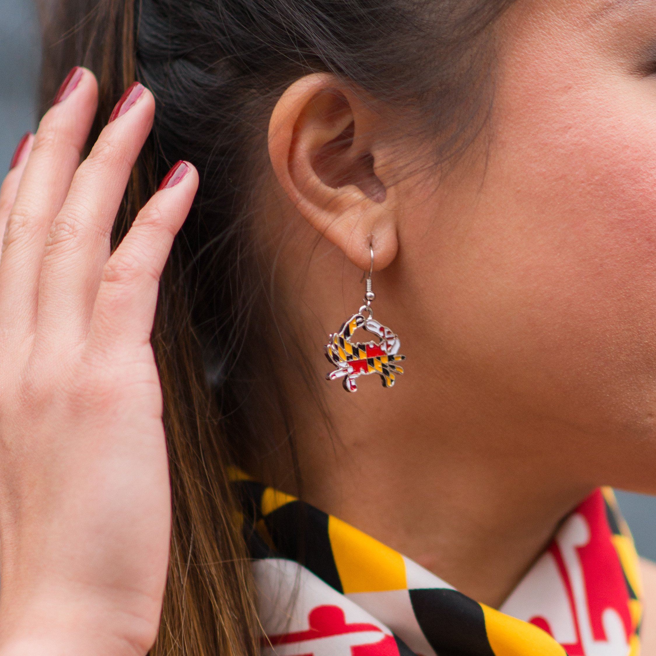 Maryland Full Flag Crab / Earrings - Route One Apparel