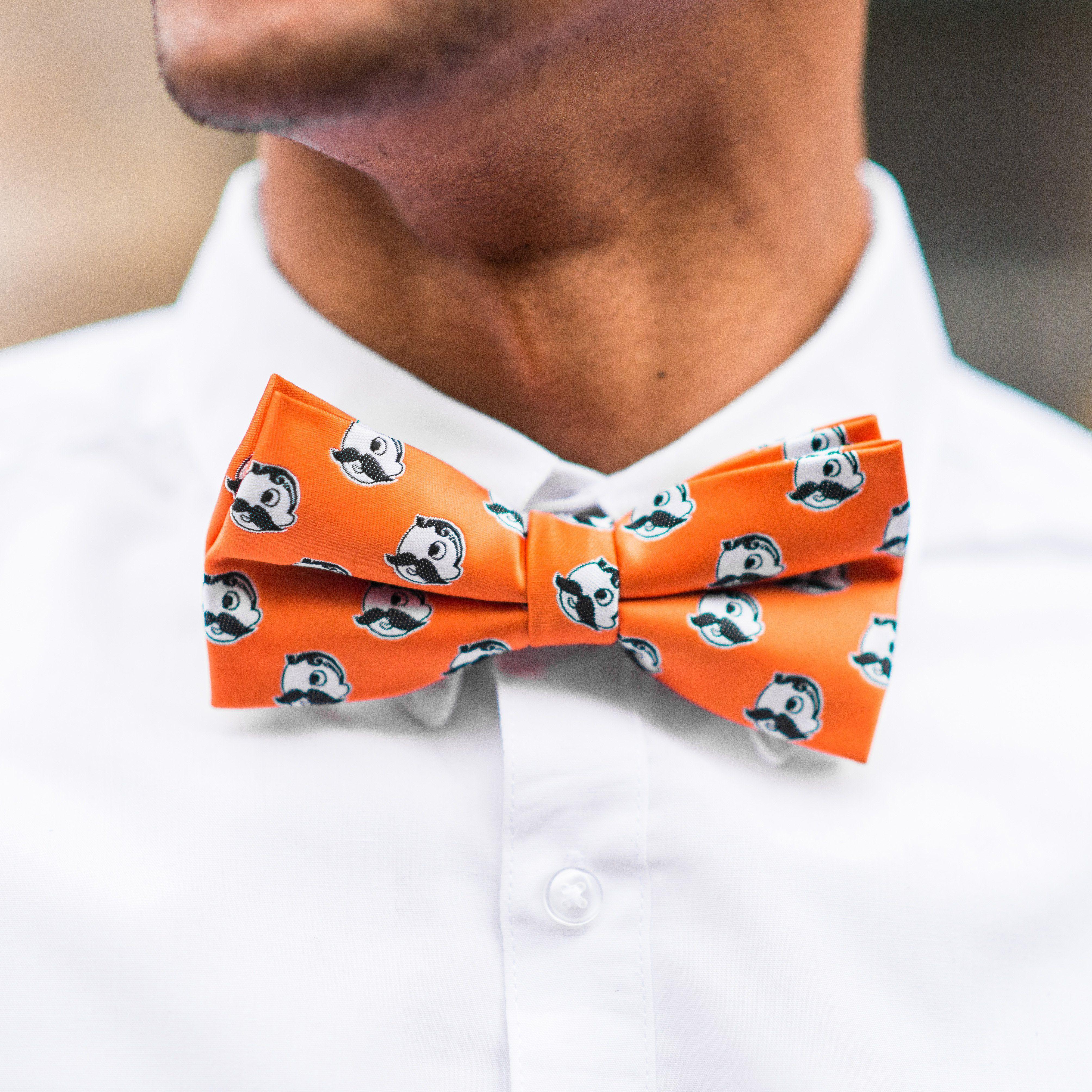 Embroidered Natty Boh Logo Pattern (Orange) / Pre-Tied Bowtie - Route One Apparel