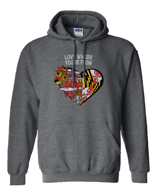 Love Where You're From (Dark Heather) / Hoodie - Route One Apparel