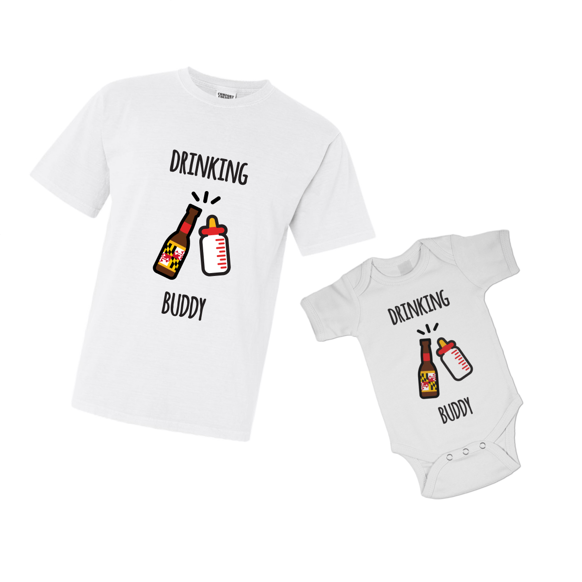Drinking Buddy (White) / Baby Onesie - Route One Apparel