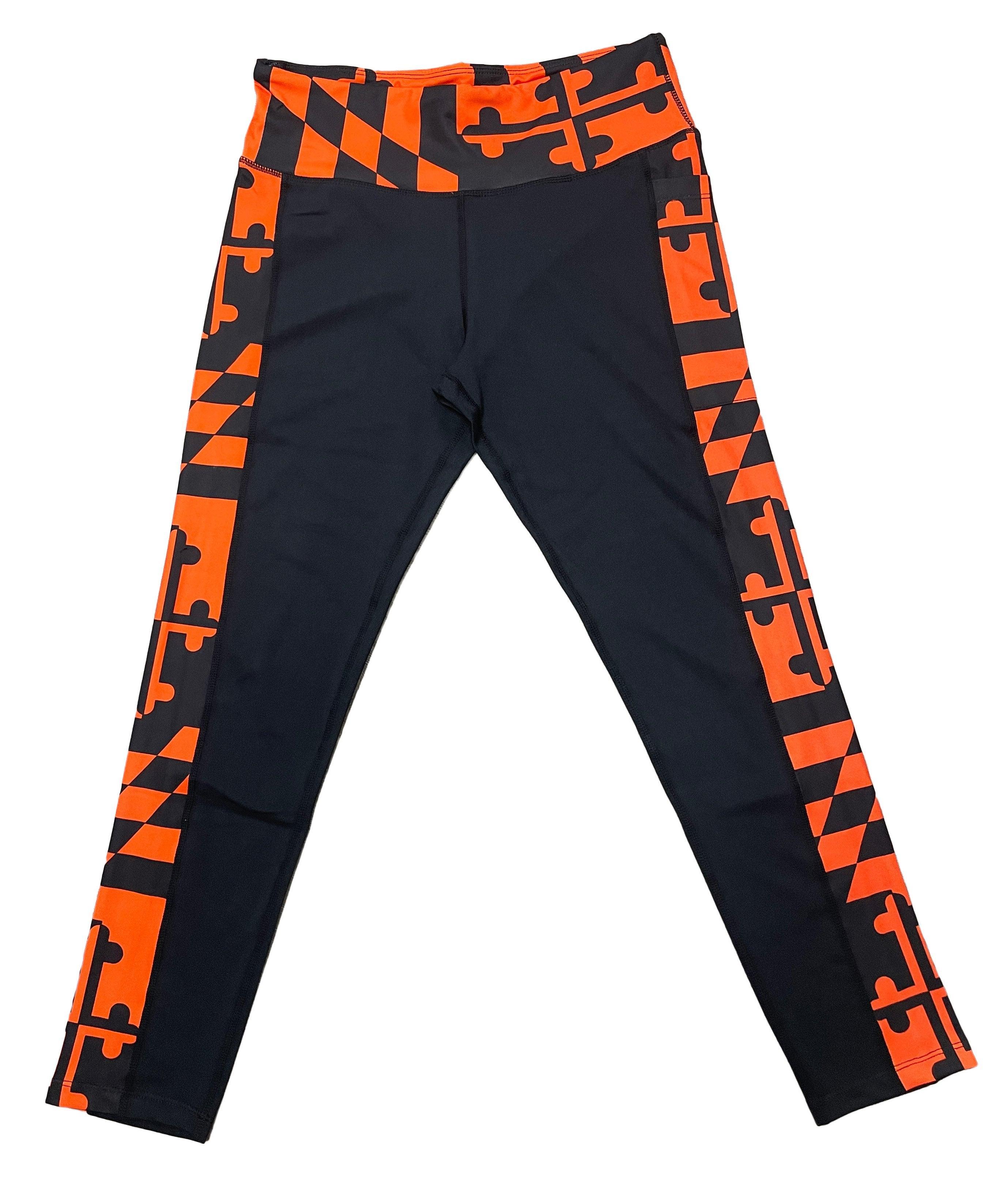 Orange & Black Maryland Flag / Yoga Leggings - Route One Apparel