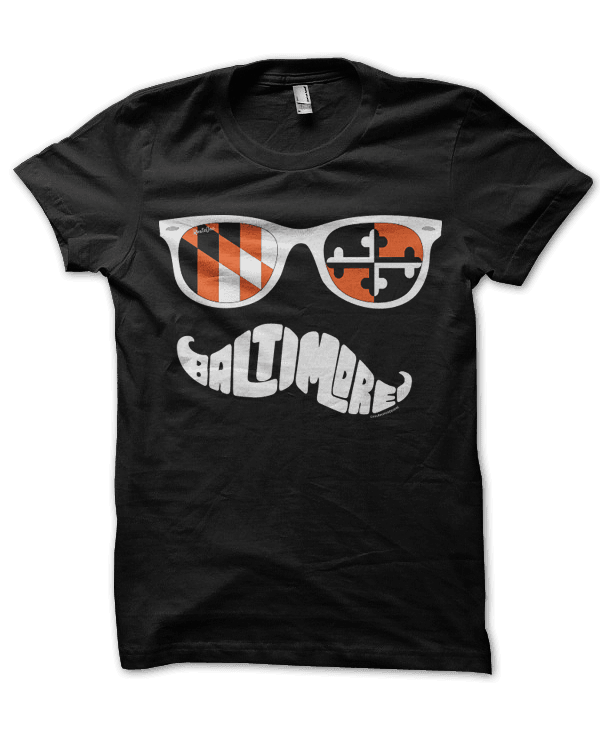Black & Orange Maryland Mustache (Black) / Shirt - Route One Apparel