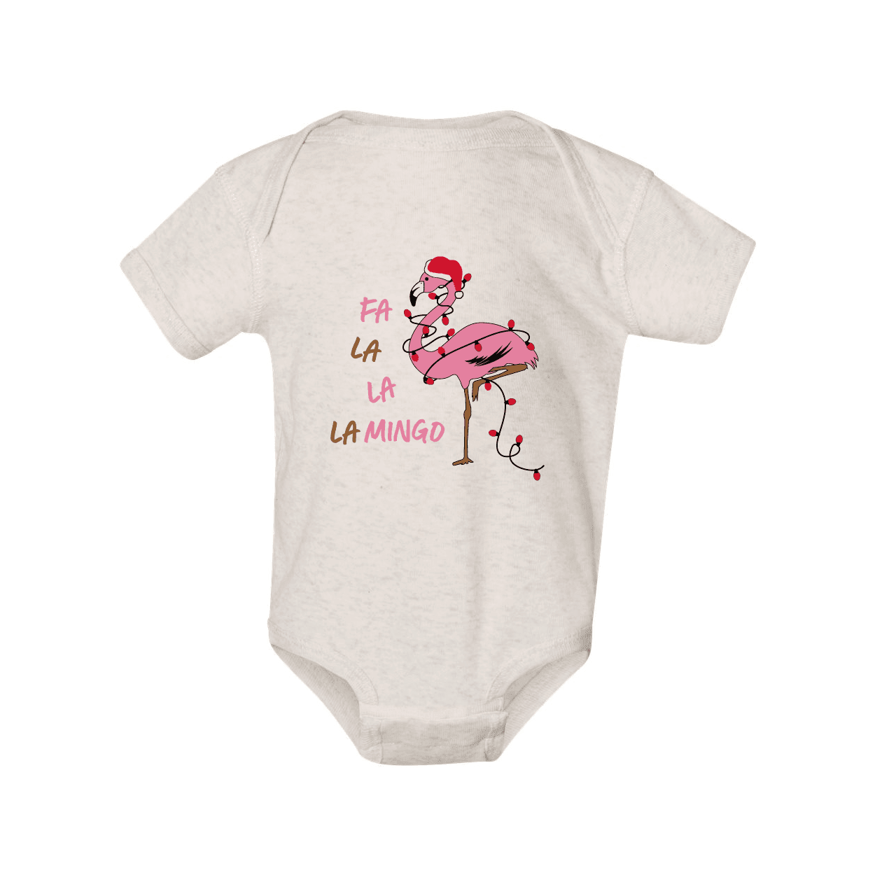 *PRE-ORDER* Fa-la-la-lamingo (Natural Heather) / Baby Onesie (Estimated Ship Date: 12/15) - Route One Apparel