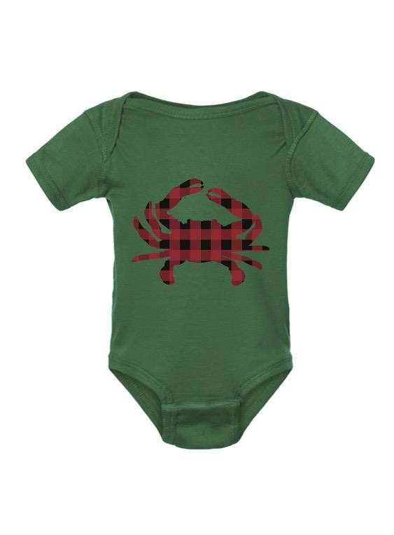 Flannel Crab (Green) / Baby Onesie - Route One Apparel