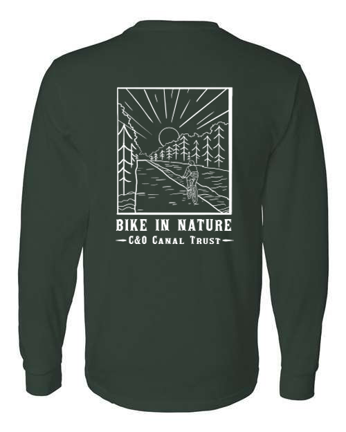 C&O Canal Bike in Nature (Forest Green) / Long Sleeve Shirt - Route One Apparel