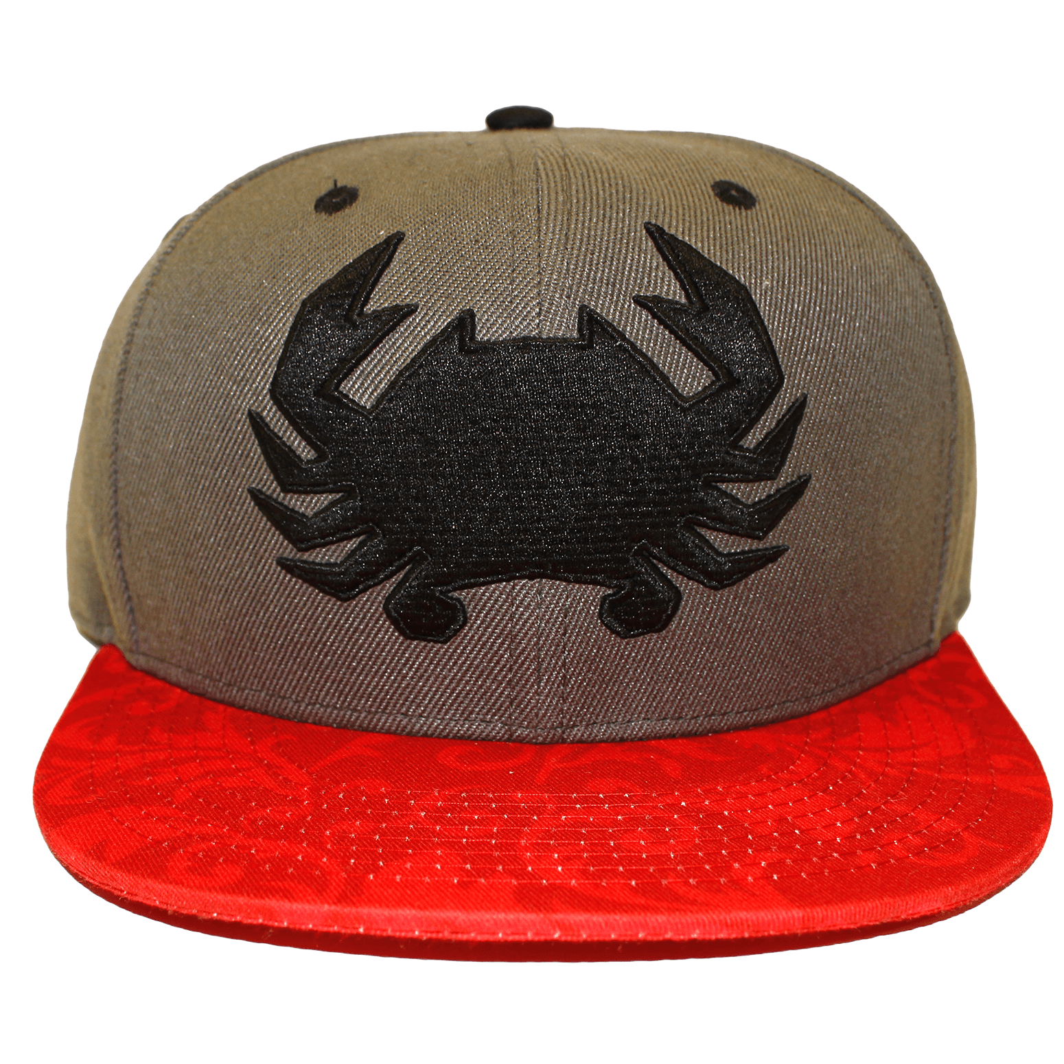Geo Crab with Red Floral Brim (Grey) / Canvas Snapback Hat - Route One Apparel