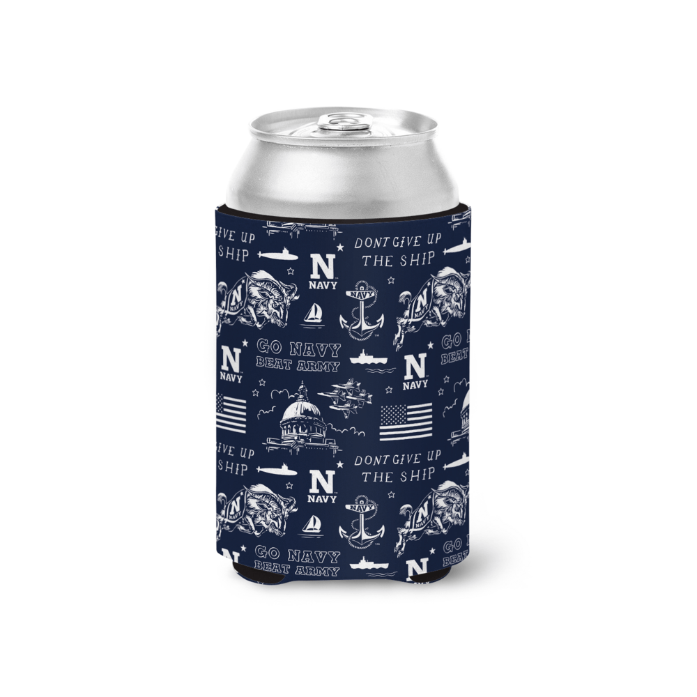 Go Navy Fan Pattern / Can Cooler - Route One Apparel