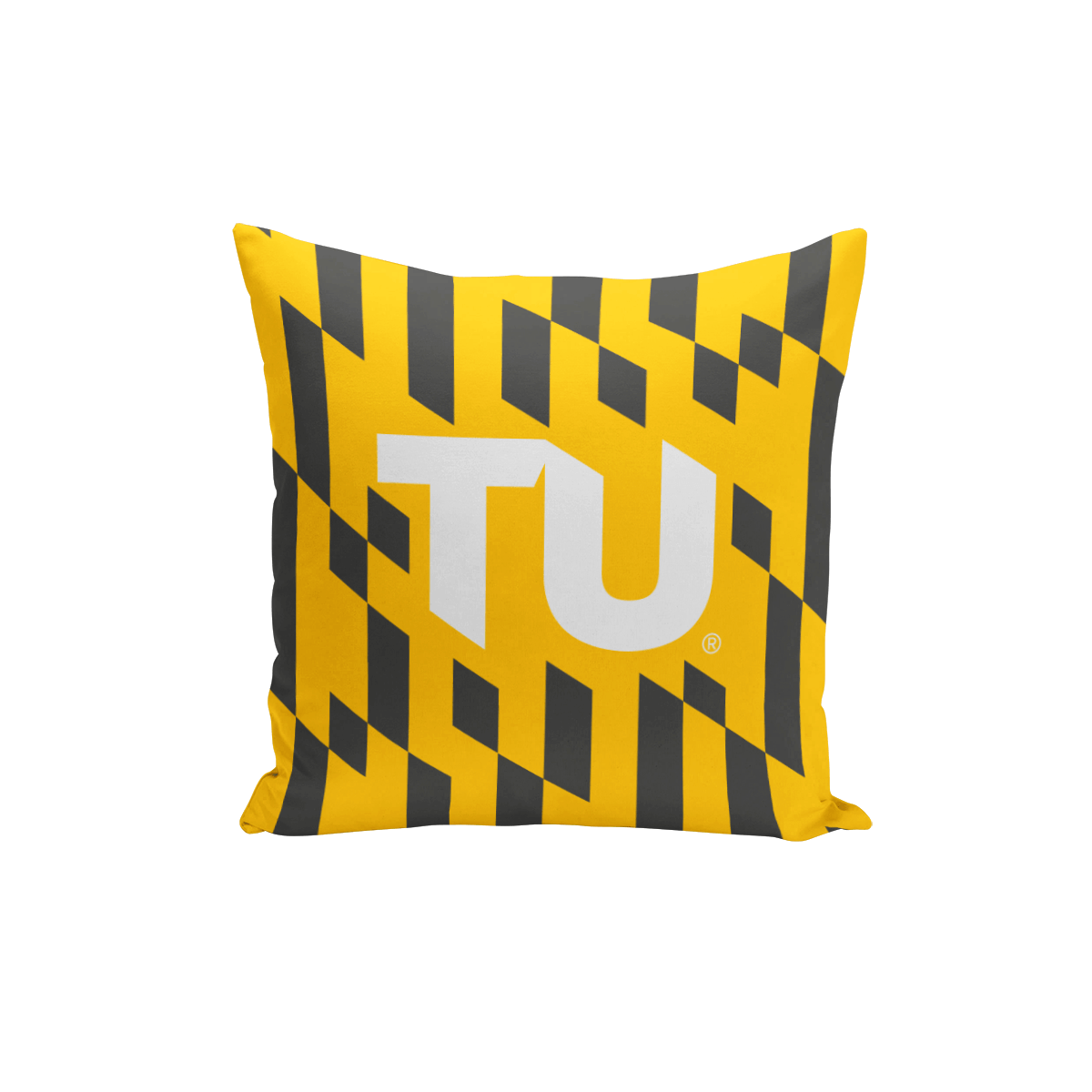 Towson University Logo w/ Calvert Pattern (Gold) / Throw Pillow - Route One Apparel