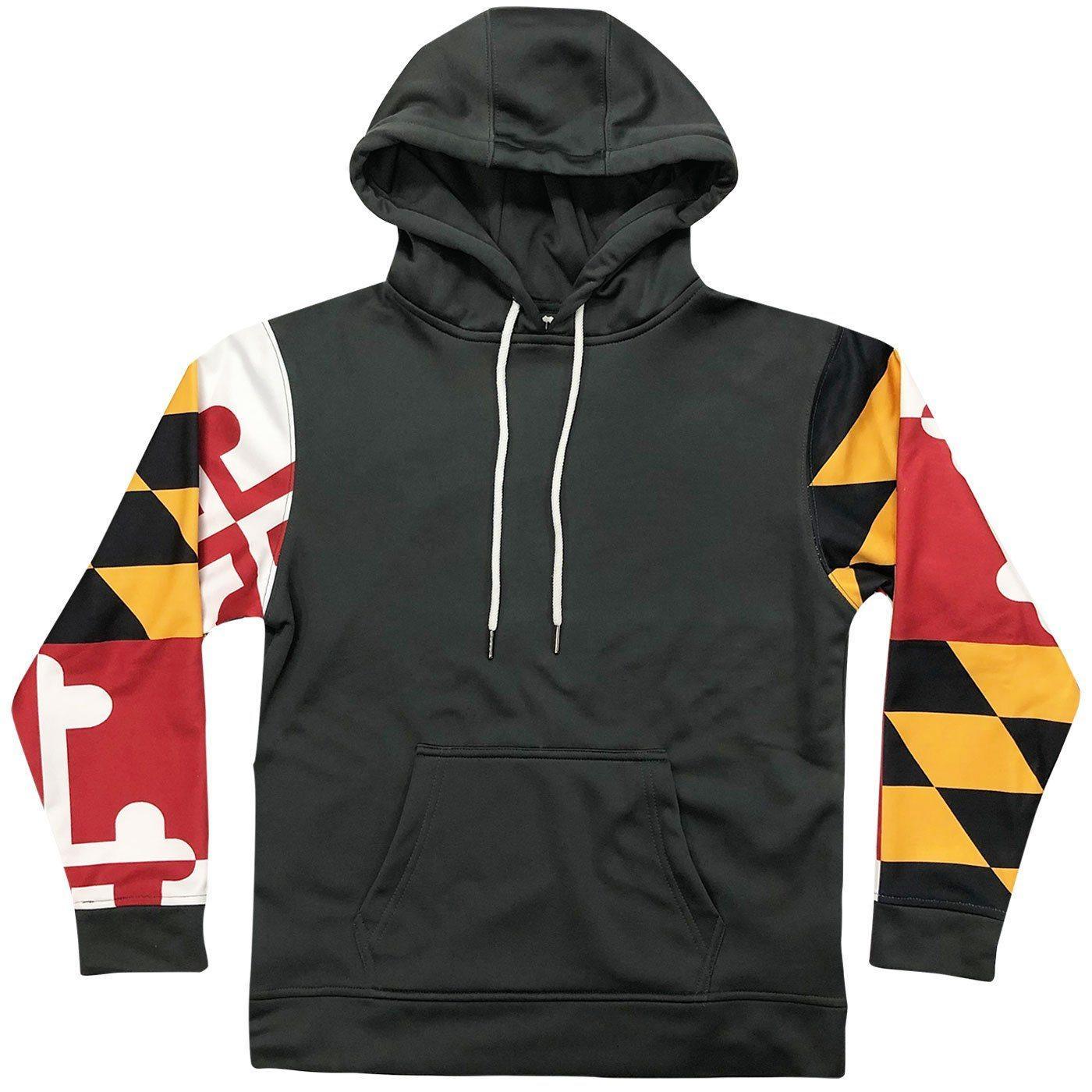 Colored Maryland Flag Sleeves (Charcoal) / Hoodie - Route One Apparel