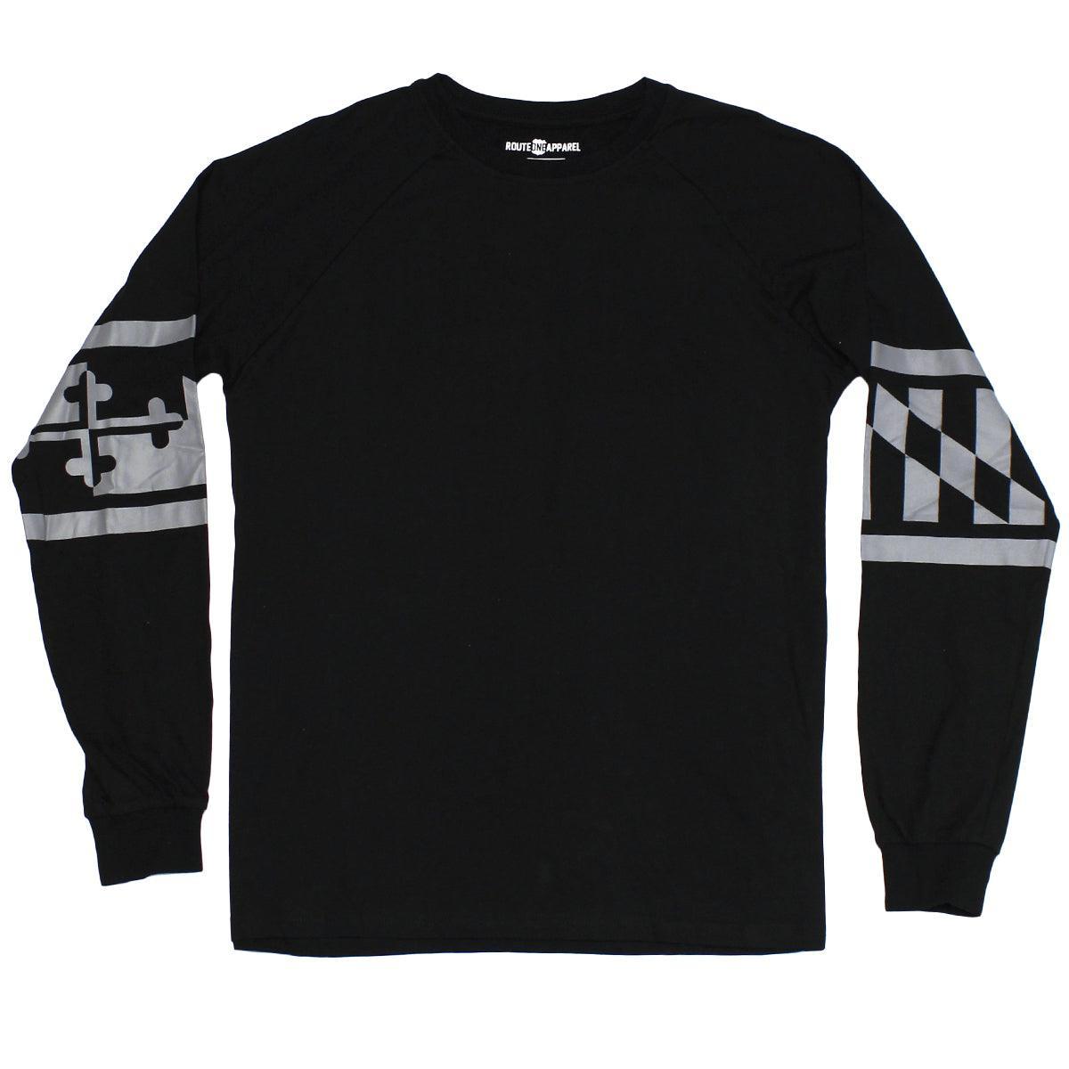 Greyscale Maryland Flag Sleeve Band (Black) / Long Sleeve Shirt - Route One Apparel
