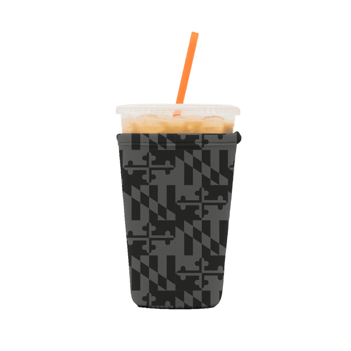 Greyscale Maryland Flag Pattern / Iced Coffee Cooler - Route One Apparel