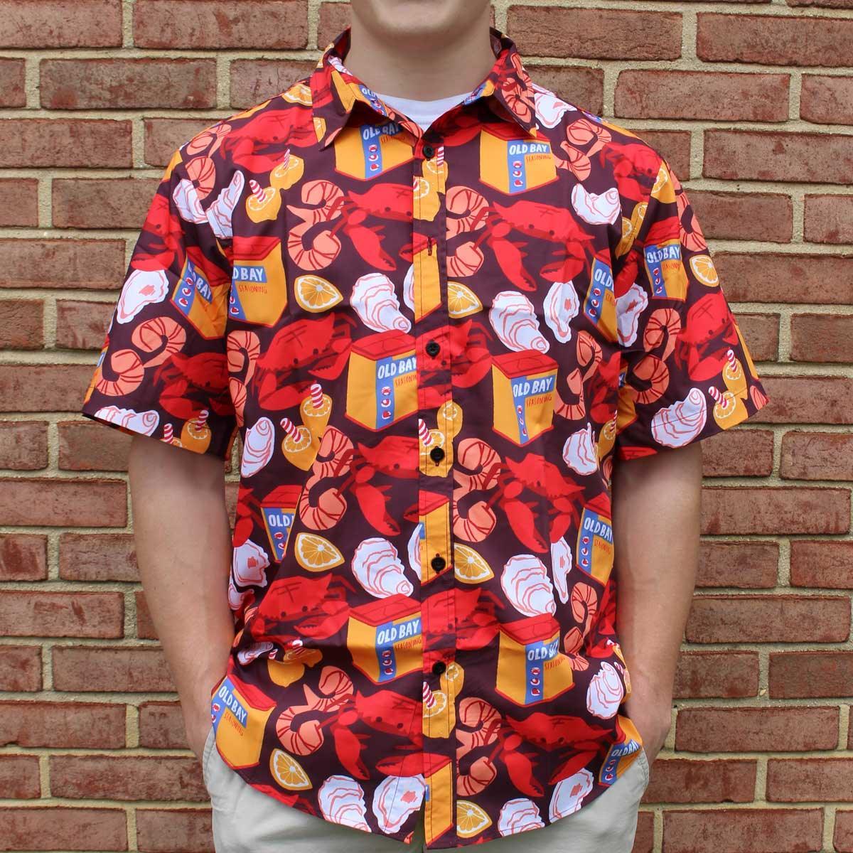 Old Bay Seafood Jumbo Pattern / Hawaiian Shirt - Route One Apparel