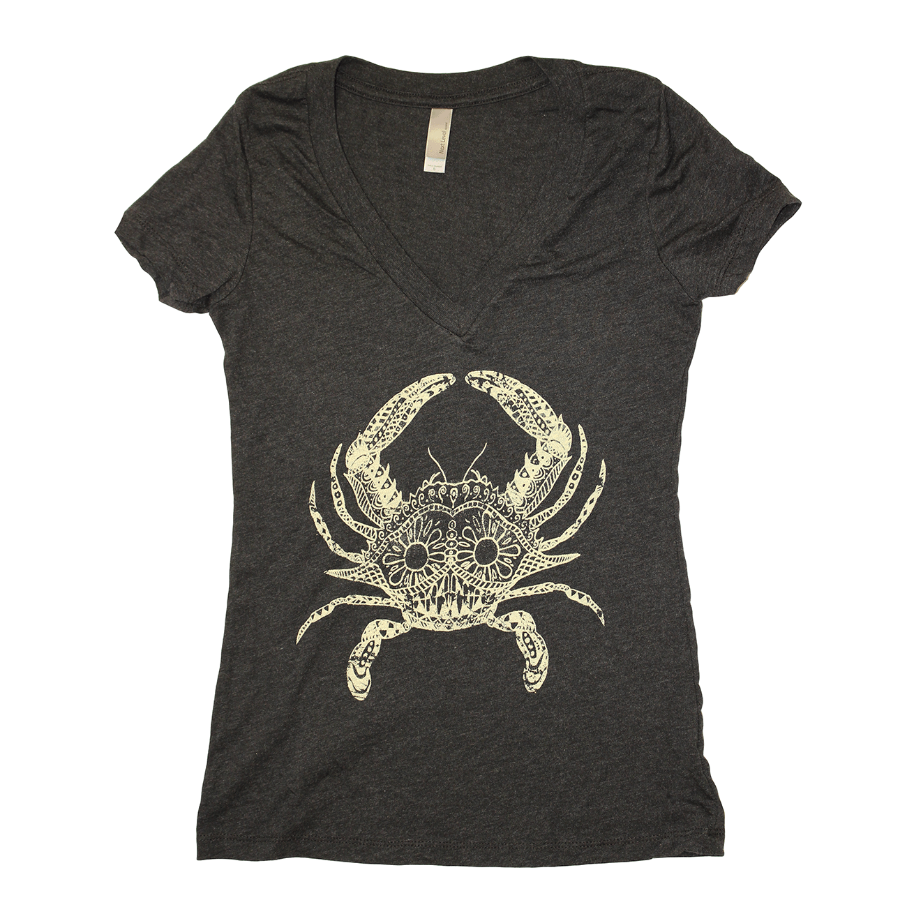 Henna Crab (Charcoal Grey) / Ladies V-Neck Shirt - Route One Apparel