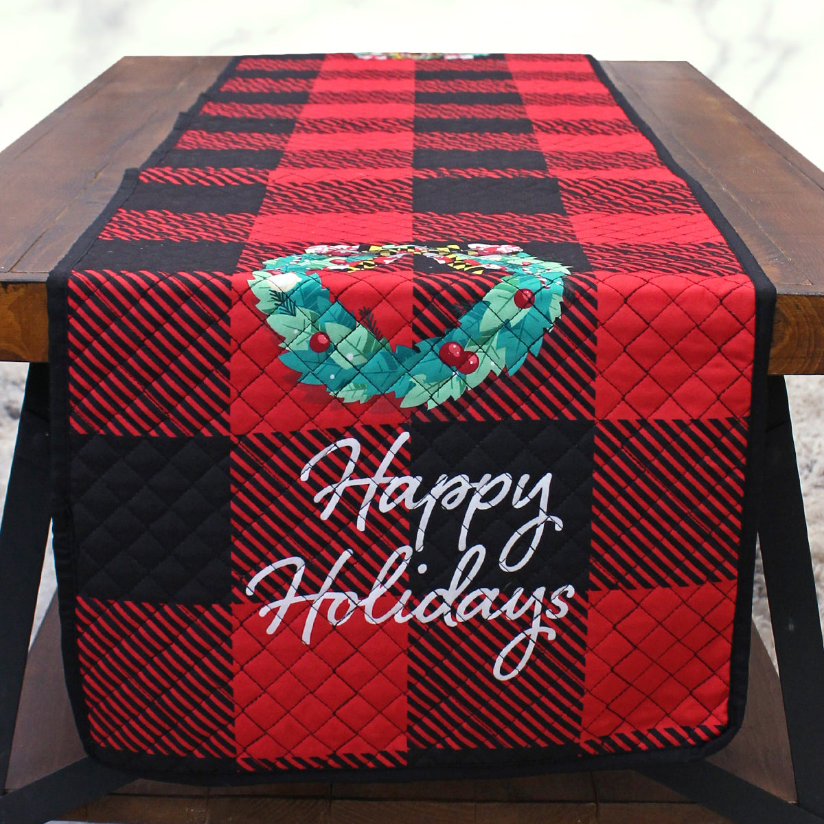 Happy Holidays with Maryland Wreath (Quilted) / Table Runner - Route One Apparel