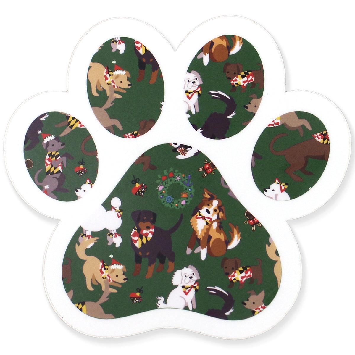 Happy Howl-idays Paw Print / Sticker - Route One Apparel